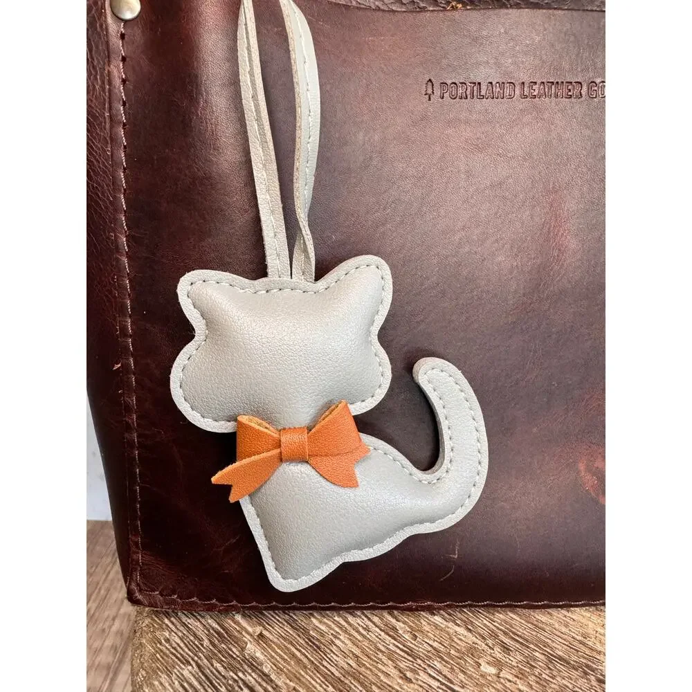 Gray Kitty Cat Keychain Purse Charm Boho Grey Gray Keychain Kitten Bag Charm